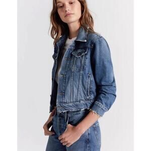 Current/Elliott The Baby Denim Trucker Jean Jacket Grassland Women's Size 0 NWT